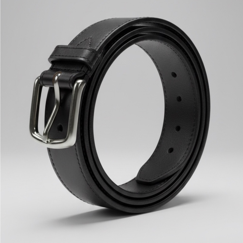 Noble Outfitters Brand - Black Leather Belt, Silver Hardware